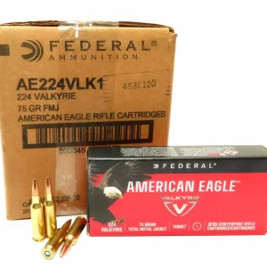 224 Valkyrie Ammo 75gr TMJ American Eagle AE224VLK1 200 Round Case jpg