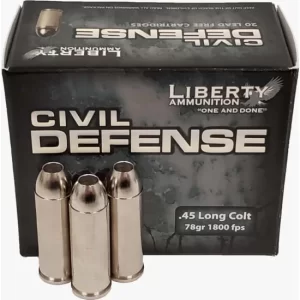 opplanet liberty ammunition civil defense 45 long colt 78 grain hollow point centerfire pistol ammo 20 rounds la cd 45 031 main jpg